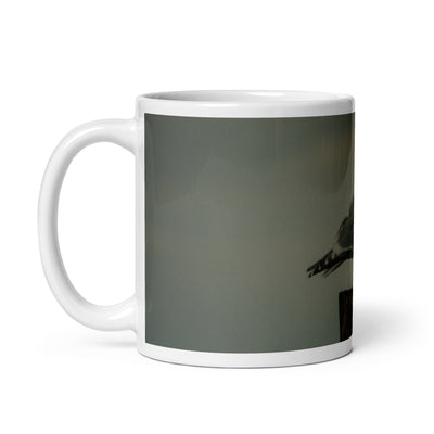 Glossy White Ceramic Coffee Mug - Gull Pier Perch