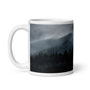 Glossy White Ceramic Coffee Mug - Silent Pine Range