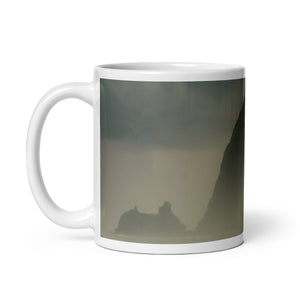 Glossy White Ceramic Coffee Mug - Mistwalk Tide II