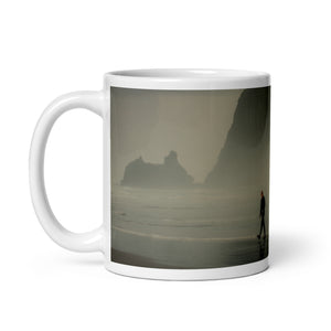 Glossy White Ceramic Coffee Mug - Mistwalk Tide