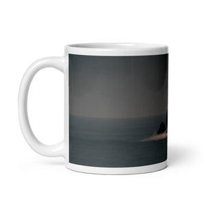 Glossy White Ceramic Coffee Mug - Beacon In Blue