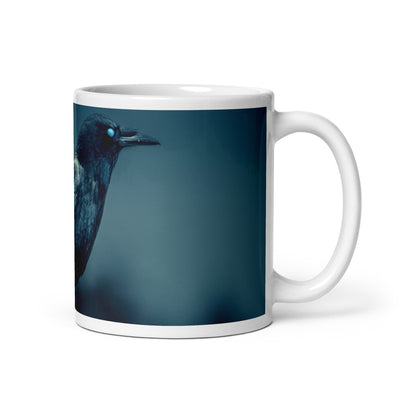Glossy White Ceramic Coffee Mug - Midnight Perch