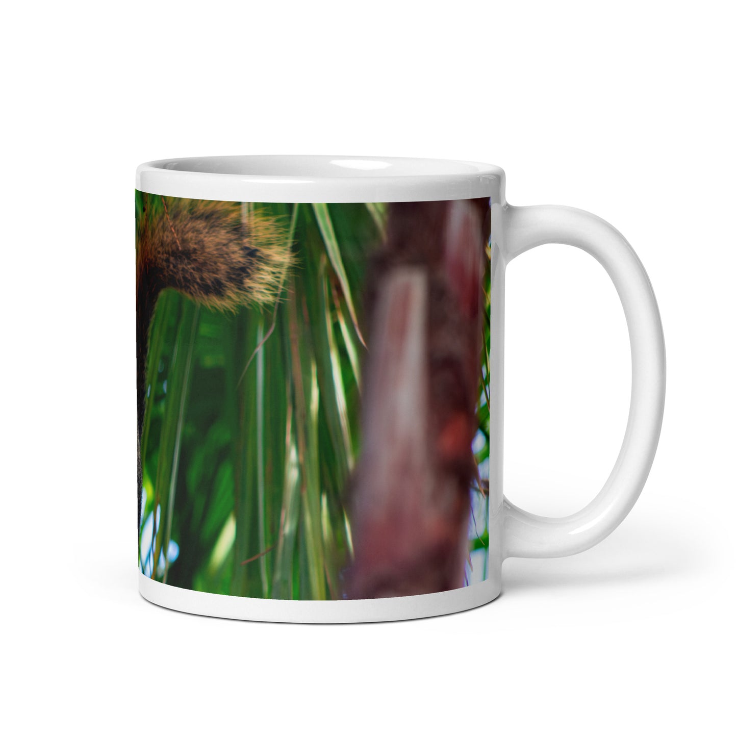 Glossy White Ceramic Coffee Mug - Ninja Squirrel