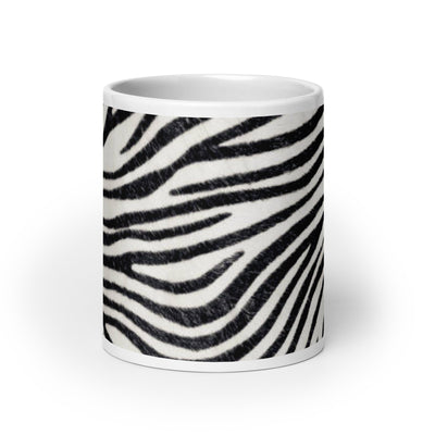 Glossy White Ceramic Coffee Mug - Zebra Pattern