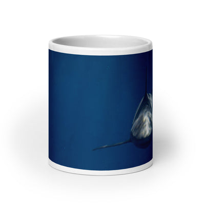 Glossy White Ceramic Coffee Mug - Great White Shark